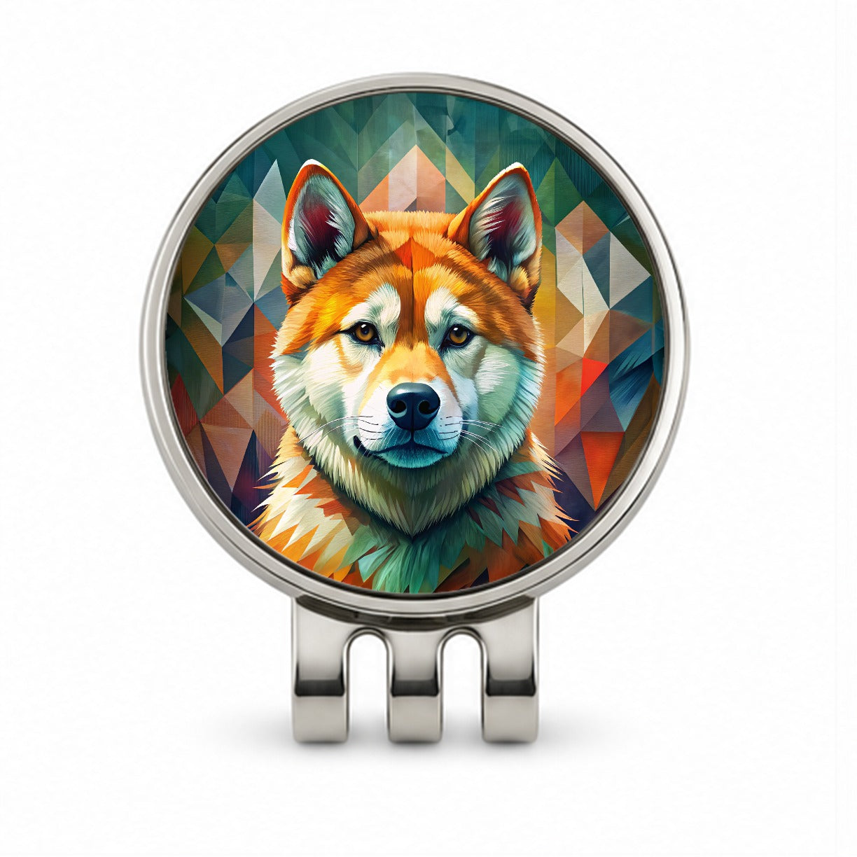 Akita Dog Contemporary Art Golf Hat Clip with Ball Marker