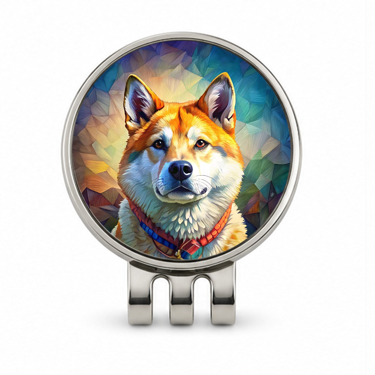 Akita Dog Pop Art Golf Hat Clip with Ball Marker