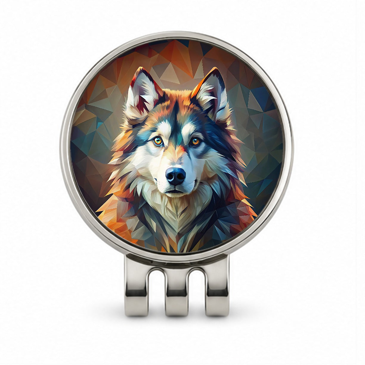 Alaskan Malamute Dog Abstract Stylized Art Golf Hat Clip with Ball Marker