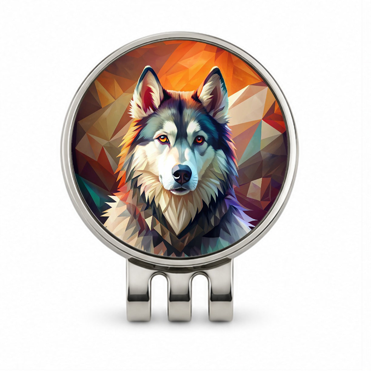 Alaskan Malamute Dog Contemporary Art Golf Hat Clip with Ball Marker