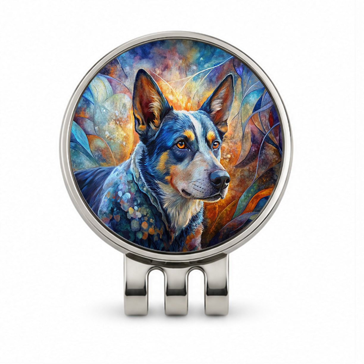 Australian Cattle Dog Abstract Art Golf Hat Clip with Ball Marker