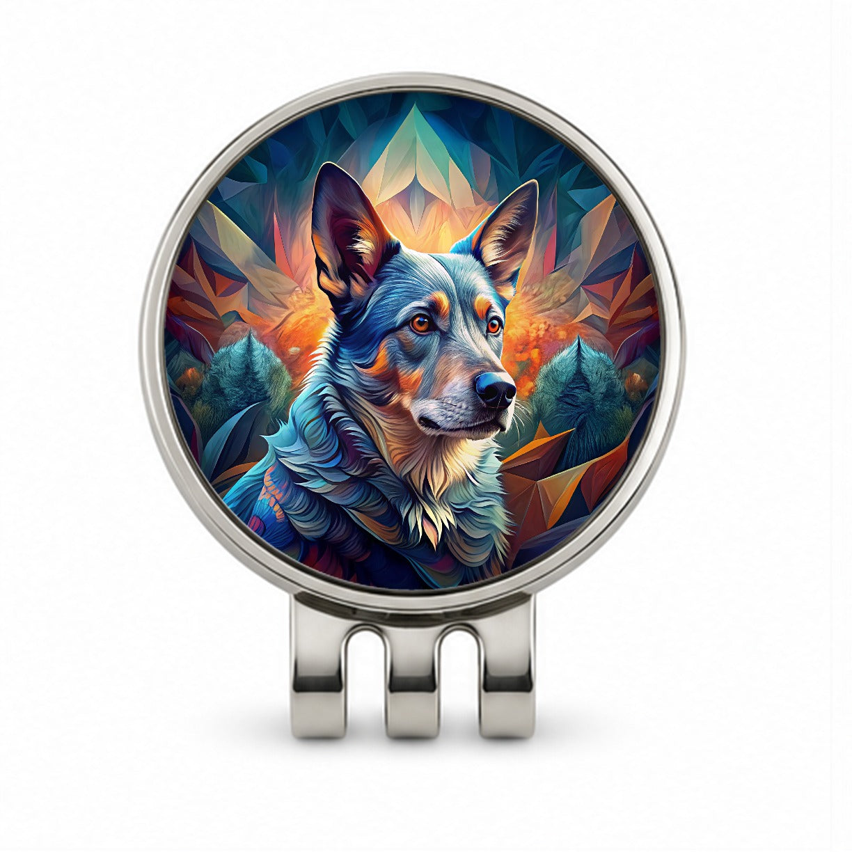 Australian Cattle Dog Abstract Stylized Art Golf Hat Clip with Ball Marker