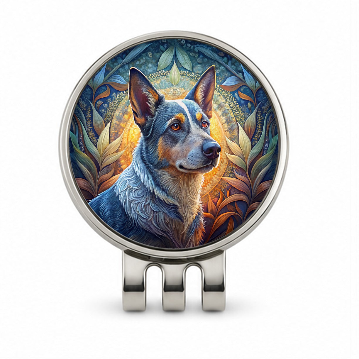 Australian Cattle Dog Art Nouveau Golf Hat Clip with Ball Marker