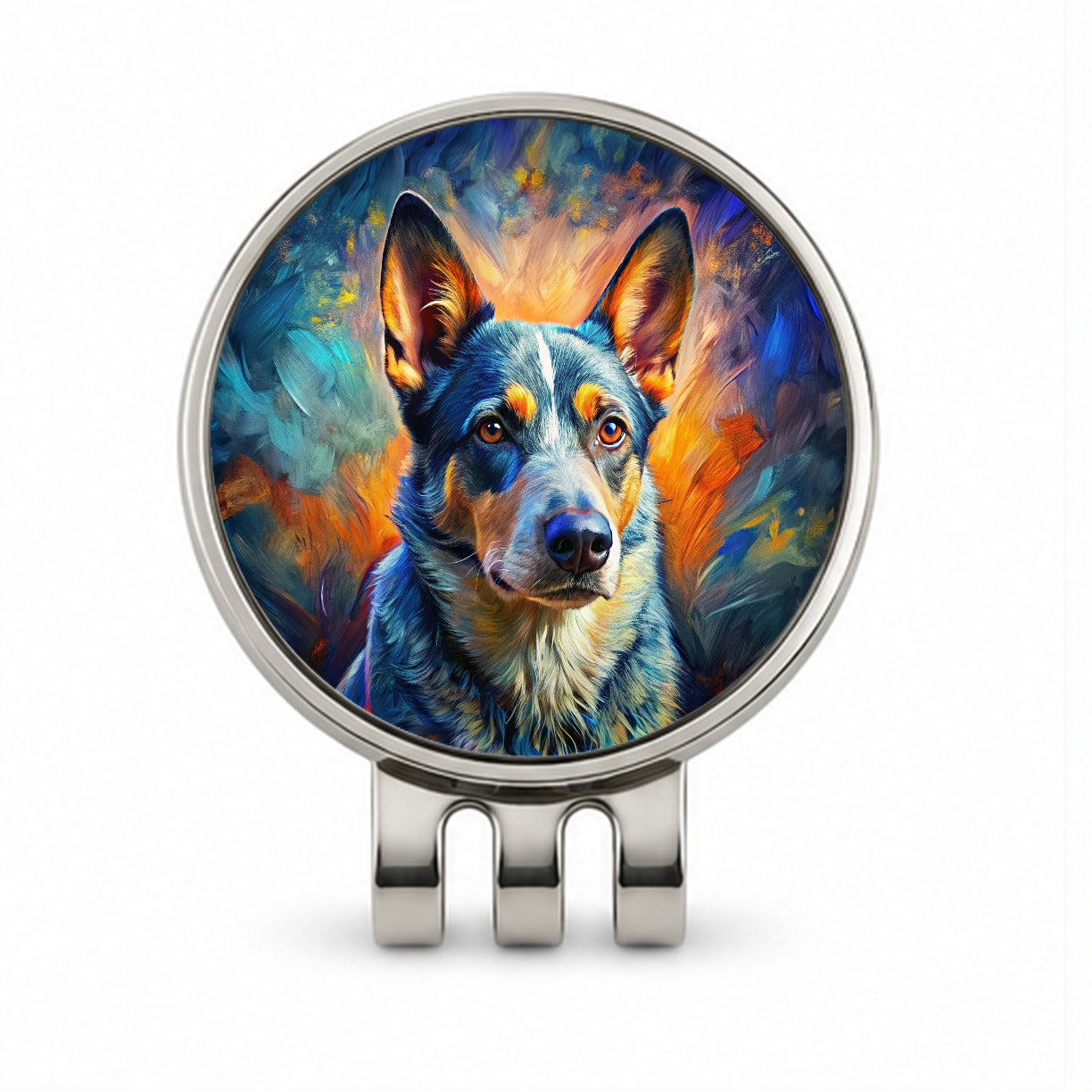 Australian Cattle Dog Expressionism Art Golf Hat Clip with Ball Marker