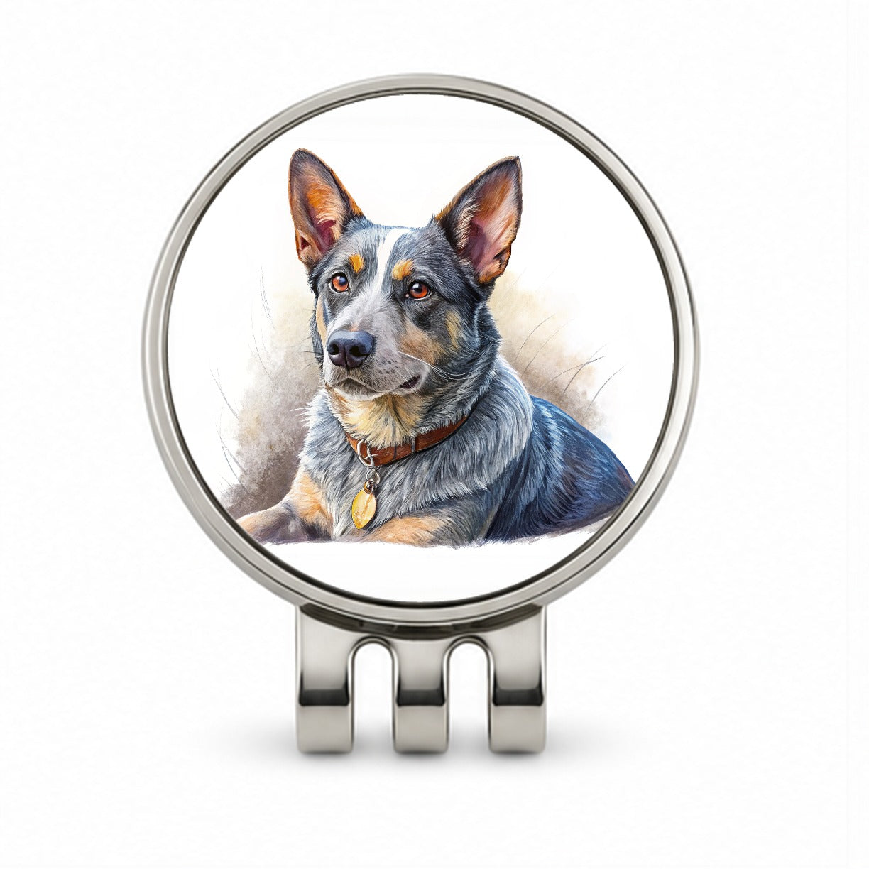 Australian Cattle Dog Illustration Golf Hat Clip with Ball Marker
