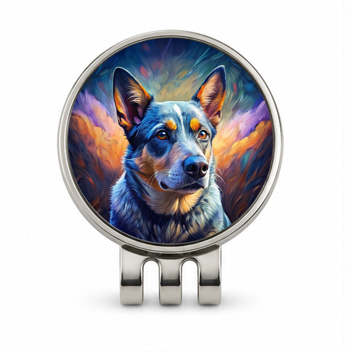 Australian Cattle Dog Pop Art Golf Hat Clip with Ball Marker