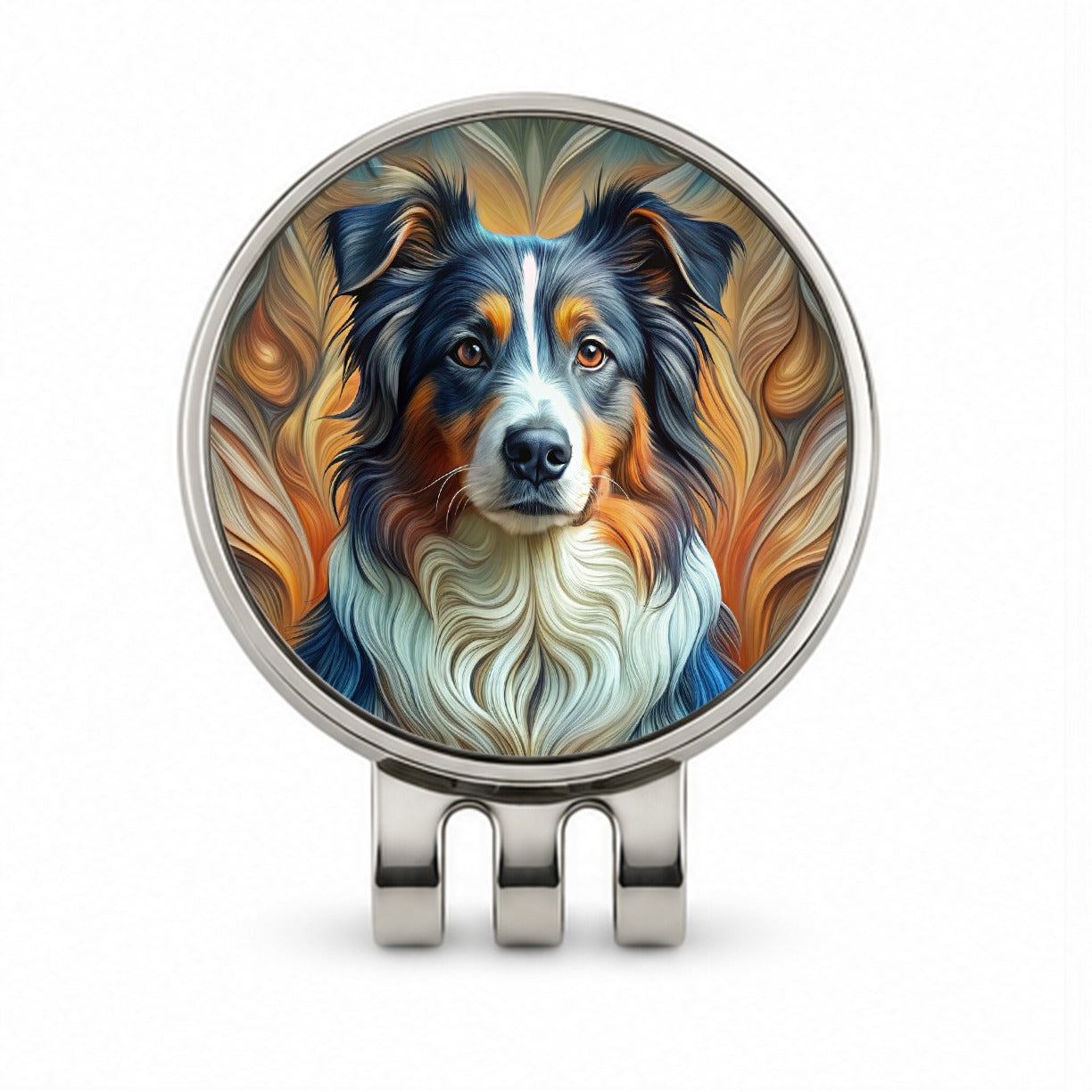 Australian Shepherd Dog Abstract Art Golf Hat Clip with Ball Marker