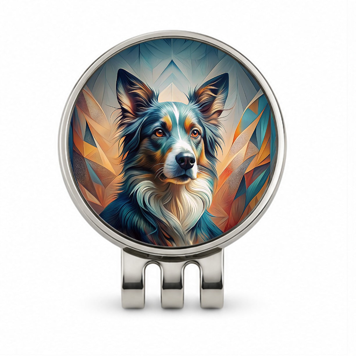 Australian Shepherd Dog Abstract Stylized Art Golf Hat Clip with Ball Marker