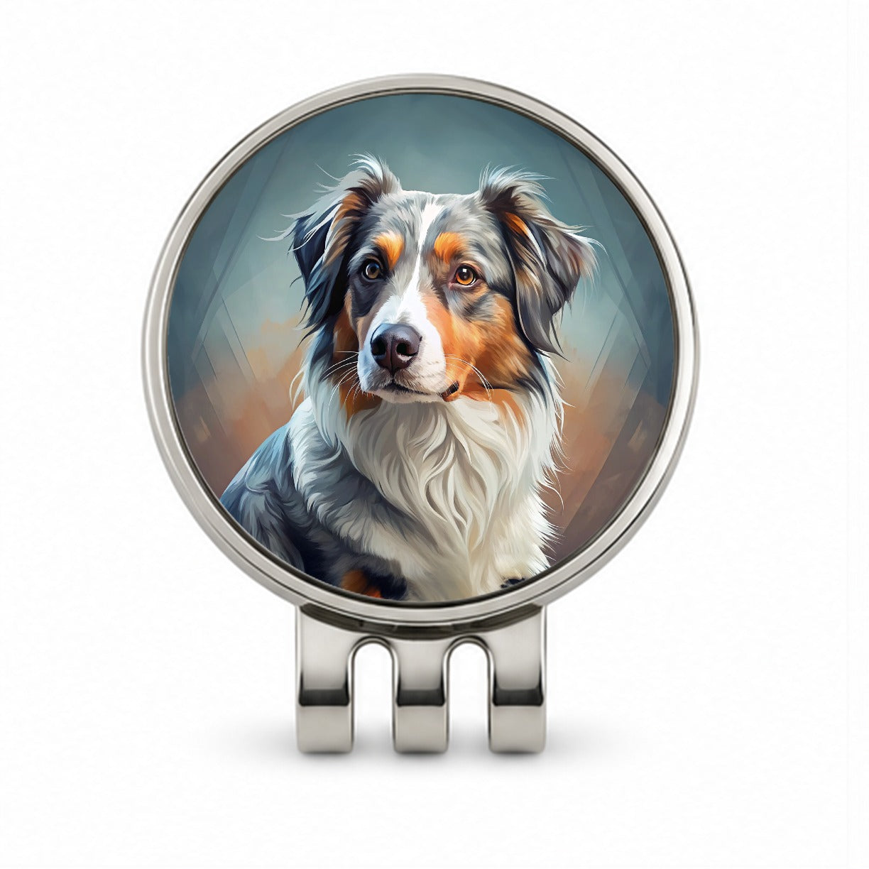 Australian Shepherd Dog Contemporary Art Golf Hat Clip with Ball Marker