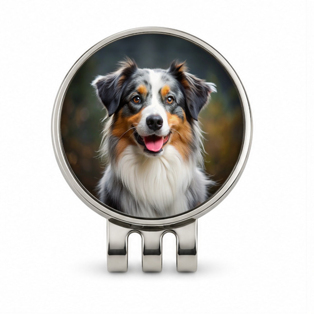 Australian Shepherd Dog Photo Golf Hat Clip with Ball Marker