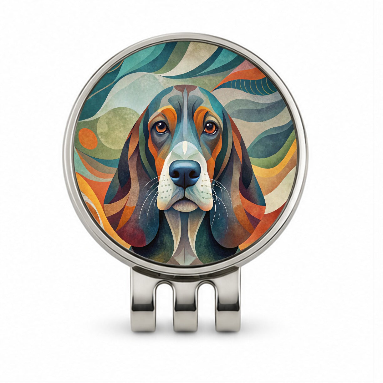 Basset Hound Dog Abstract Stylized Art Golf Hat Clip with Ball Marker