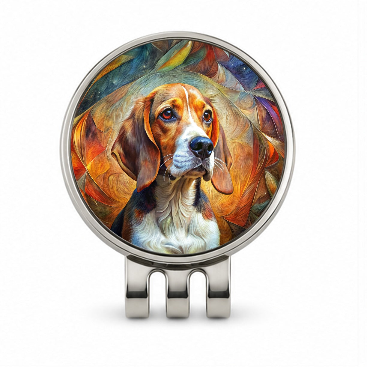 Beagle Dog Abstract Art Golf Hat Clip with Ball Marker