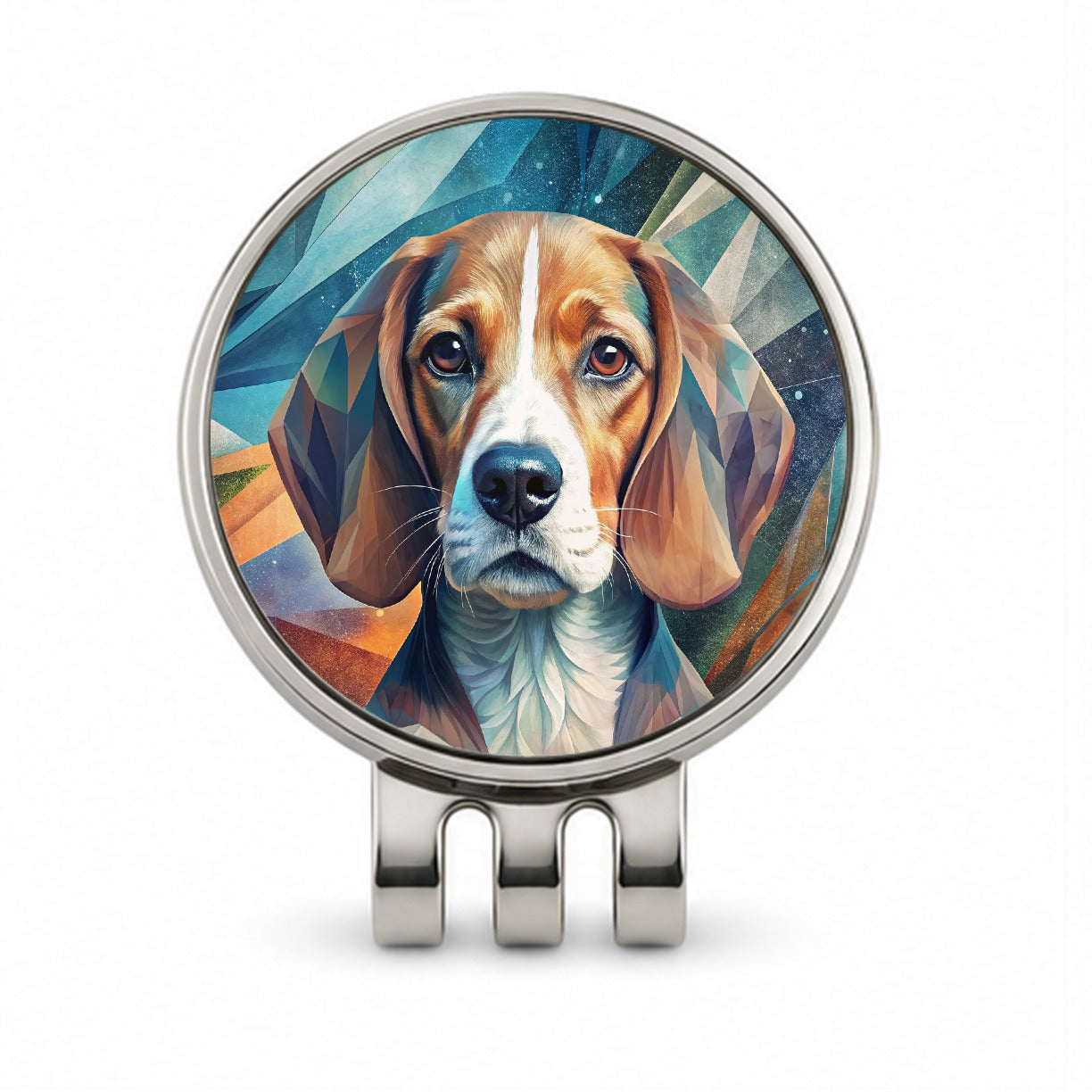 Beagle Dog Abstract Stylized Art Golf Hat Clip with Ball Marker