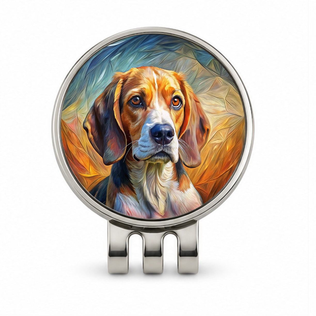 Beagle Dog Expressionism Art Golf Hat Clip with Ball Marker