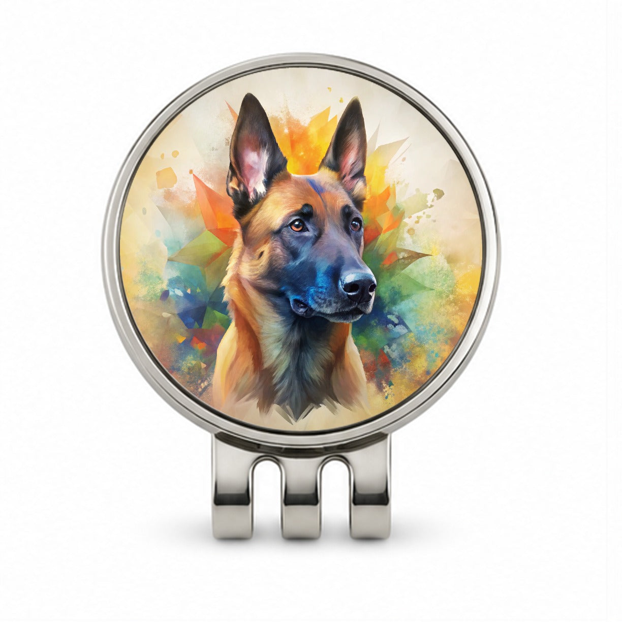 Belgian Malinois Dog Abstract Art Golf Hat Clip with Ball Marker