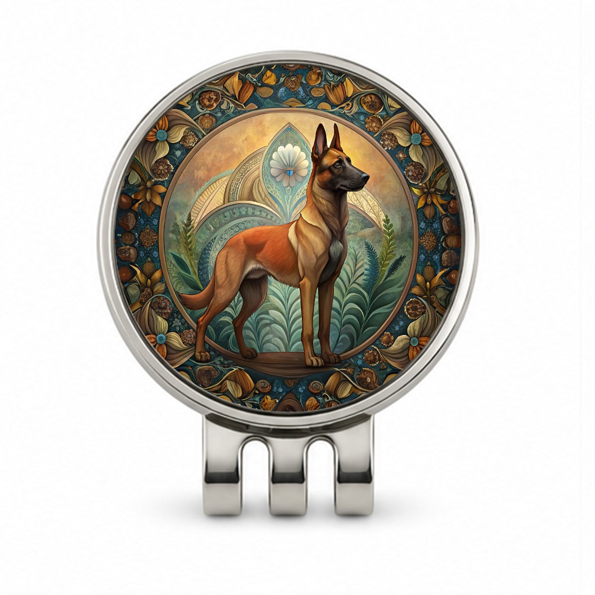 Belgian Malinois Dog Art Nouveau Golf Hat Clip with Ball Marker