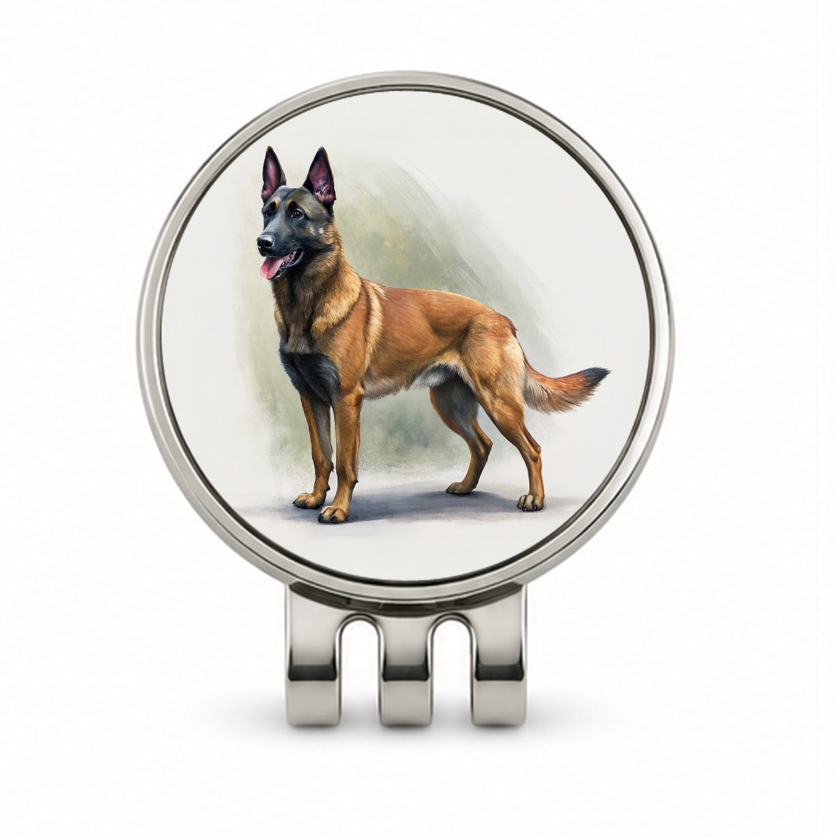Belgian Malinois Dog Illustration Golf Hat Clip with Ball Marker
