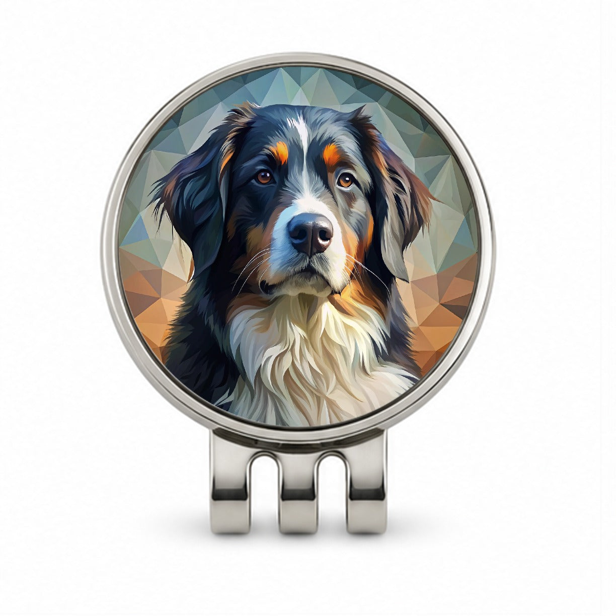 Bernese Mountain Dog Abstract Stylized Art Golf Hat Clip with Ball Marker