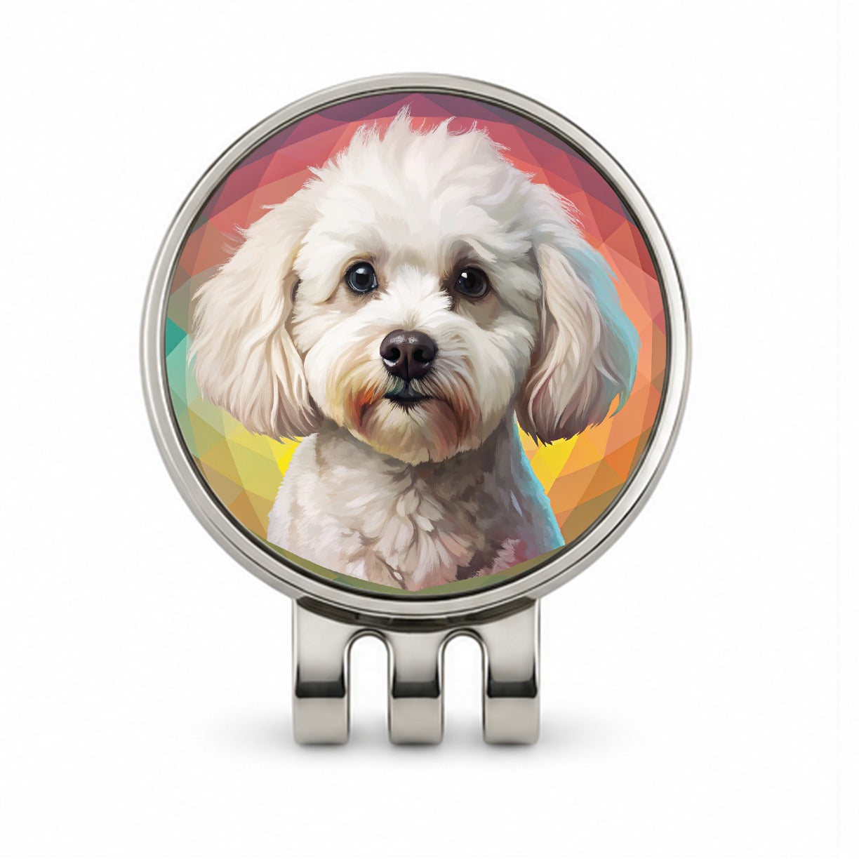 Bichon Frise Dog Contemporary Art Golf Hat Clip with Ball Marker