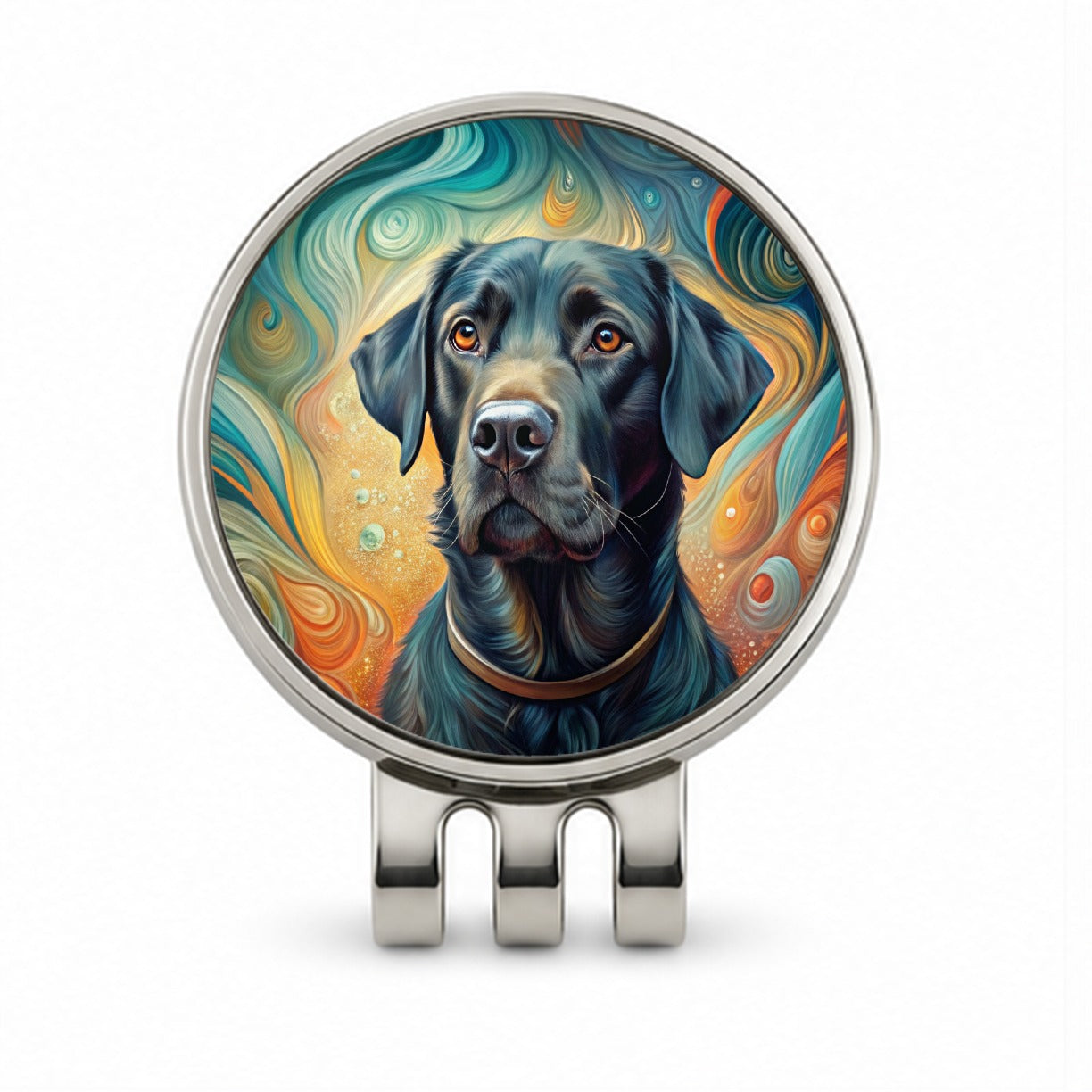 Black Labrador Retriever Dog Abstract Art Golf Hat Clip with Ball Marker