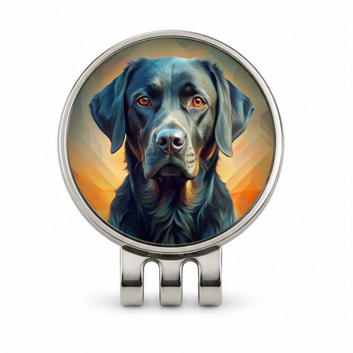 Black Labrador Retriever Dog Abstract Stylized Art Golf Hat Clip with Ball Marker