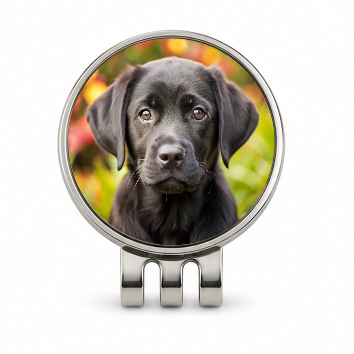 Black Labrador Retriever Dog Puppy Photo Golf Hat Clip with Ball Marker