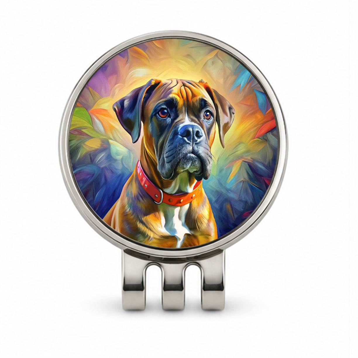 Boxer Dog Expressionism Art Golf Hat Clip with Ball Marker