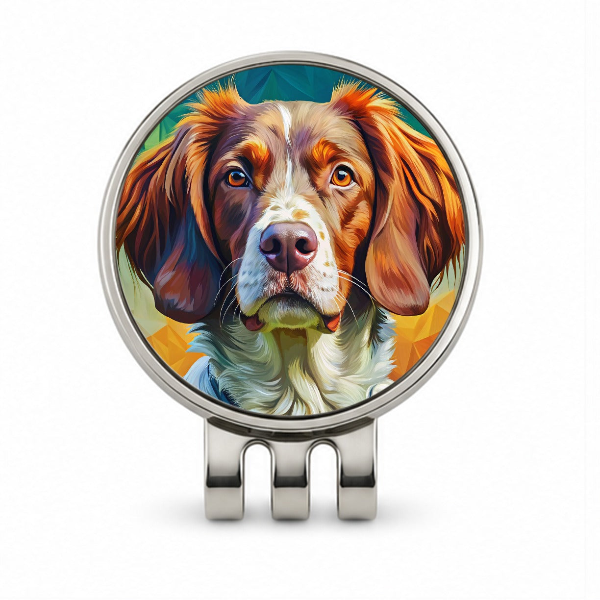 Brittany Spaniel Dog Pop Art Golf Hat Clip with Ball Marker