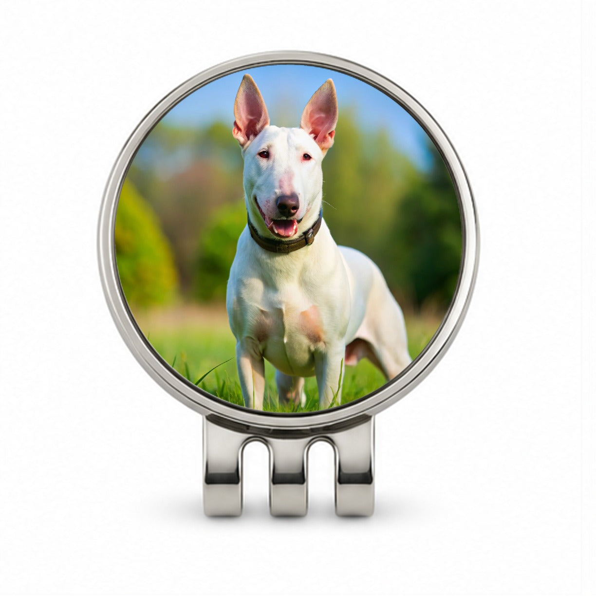 Bull Terrier Dog Photo Golf Hat Clip with Ball Marker