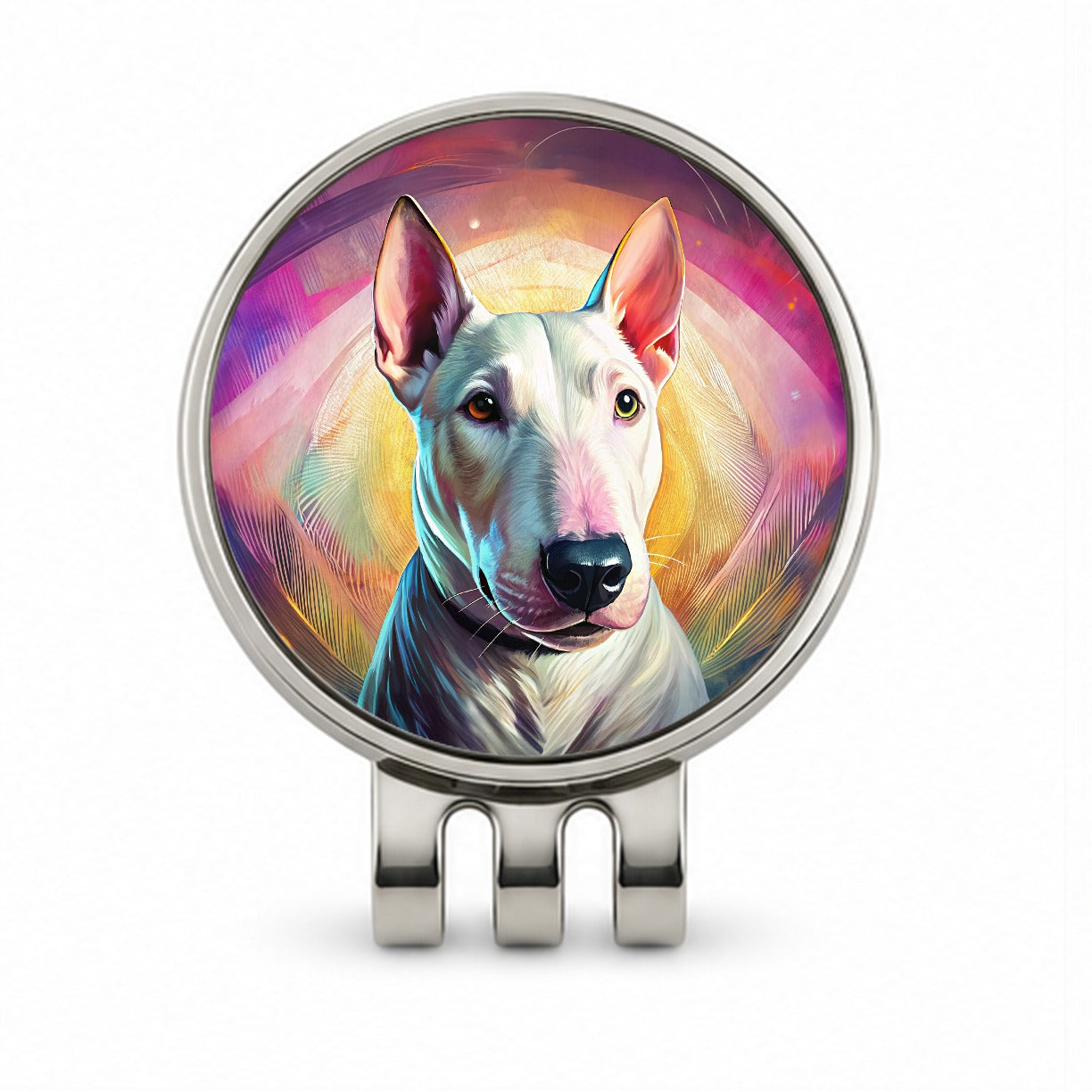 Bull Terrier Dog Pop Art Golf Hat Clip with Ball Marker