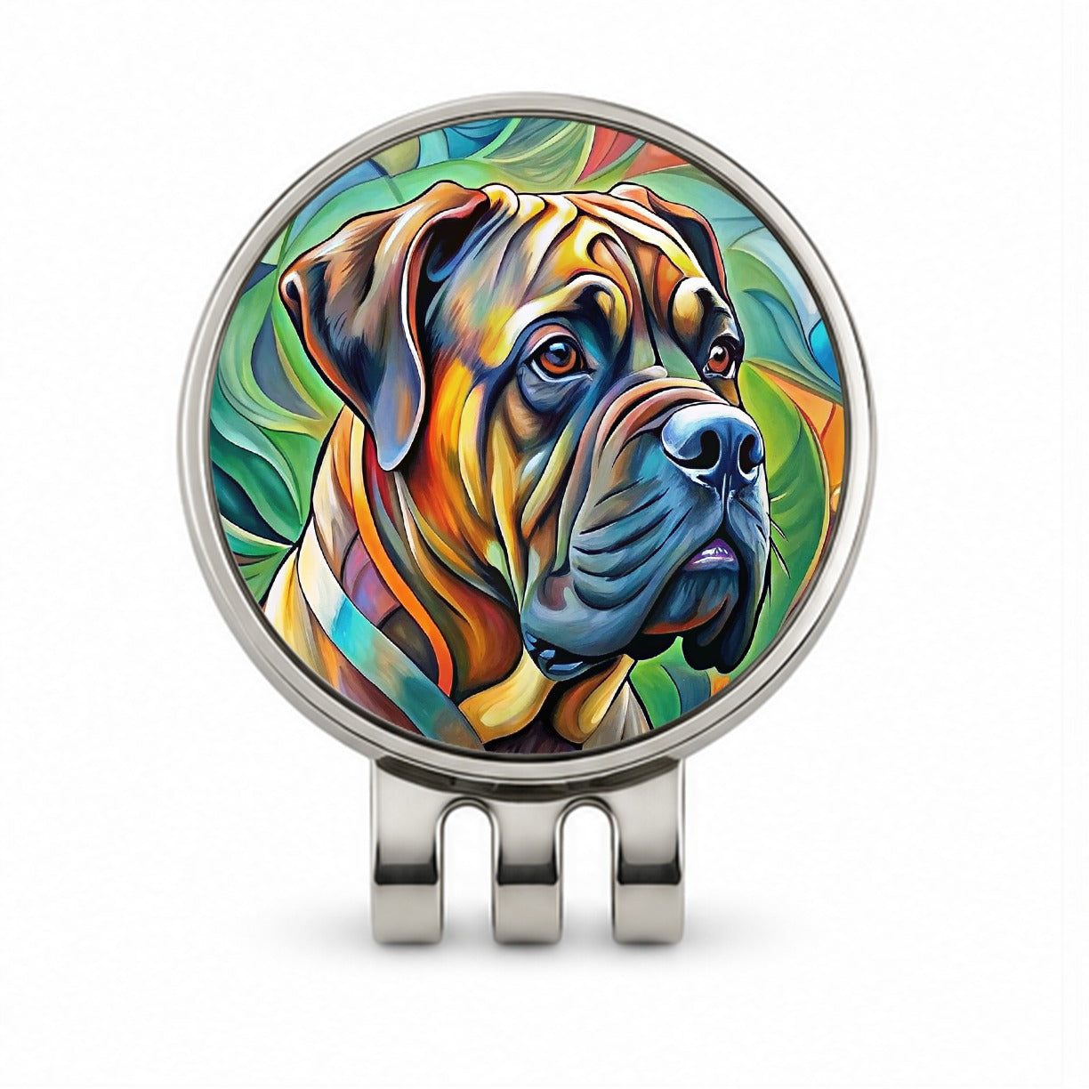 Bullmastiff Dog Abstract Art Golf Hat Clip with Ball Marker