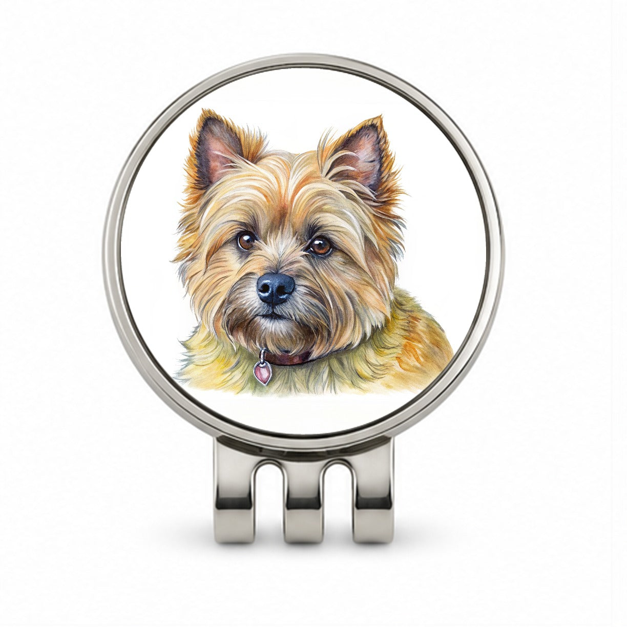 Cairn Terrier Dog Illustration Golf Hat Clip with Ball Marker