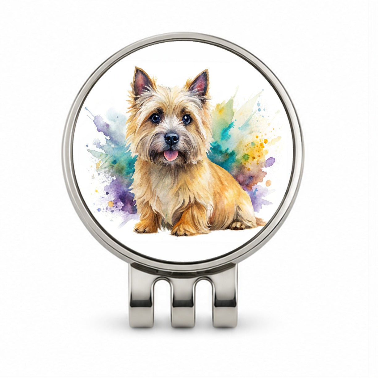 Cairn Terrier Dog Watercolor Style Golf Hat Clip with Ball Marker