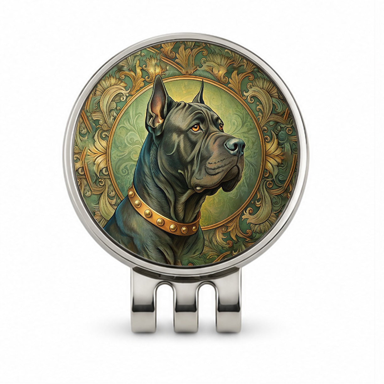 Cane Corso Dog Art Nouveau Golf Hat Clip with Ball Marker