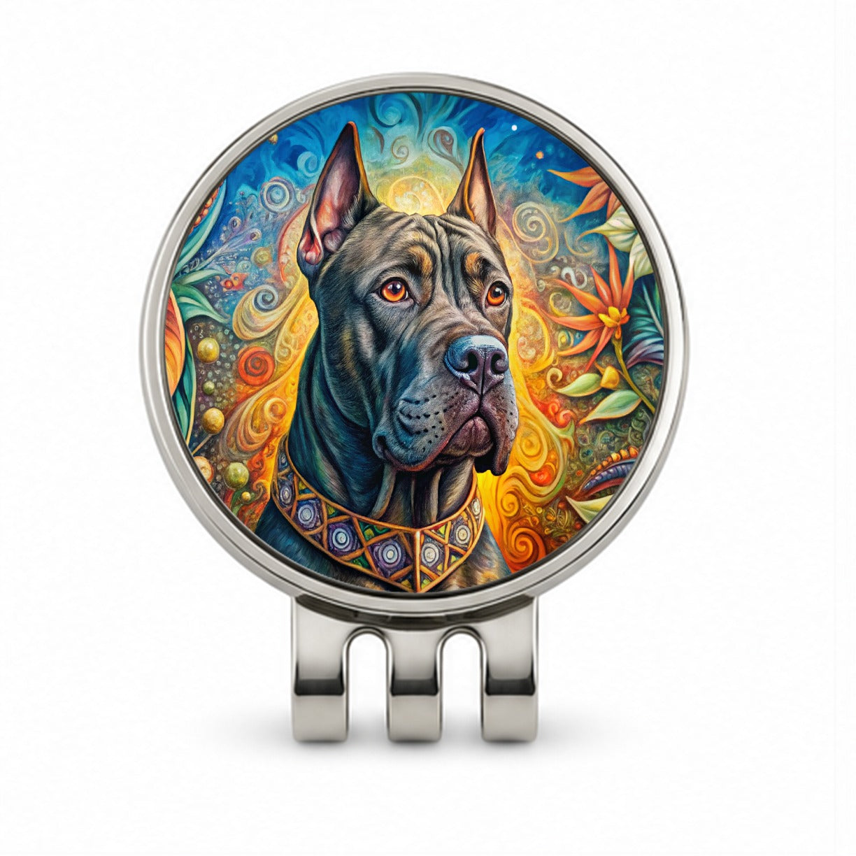 Cane Corso Dog Bohemian Art Golf Hat Clip with Ball Marker