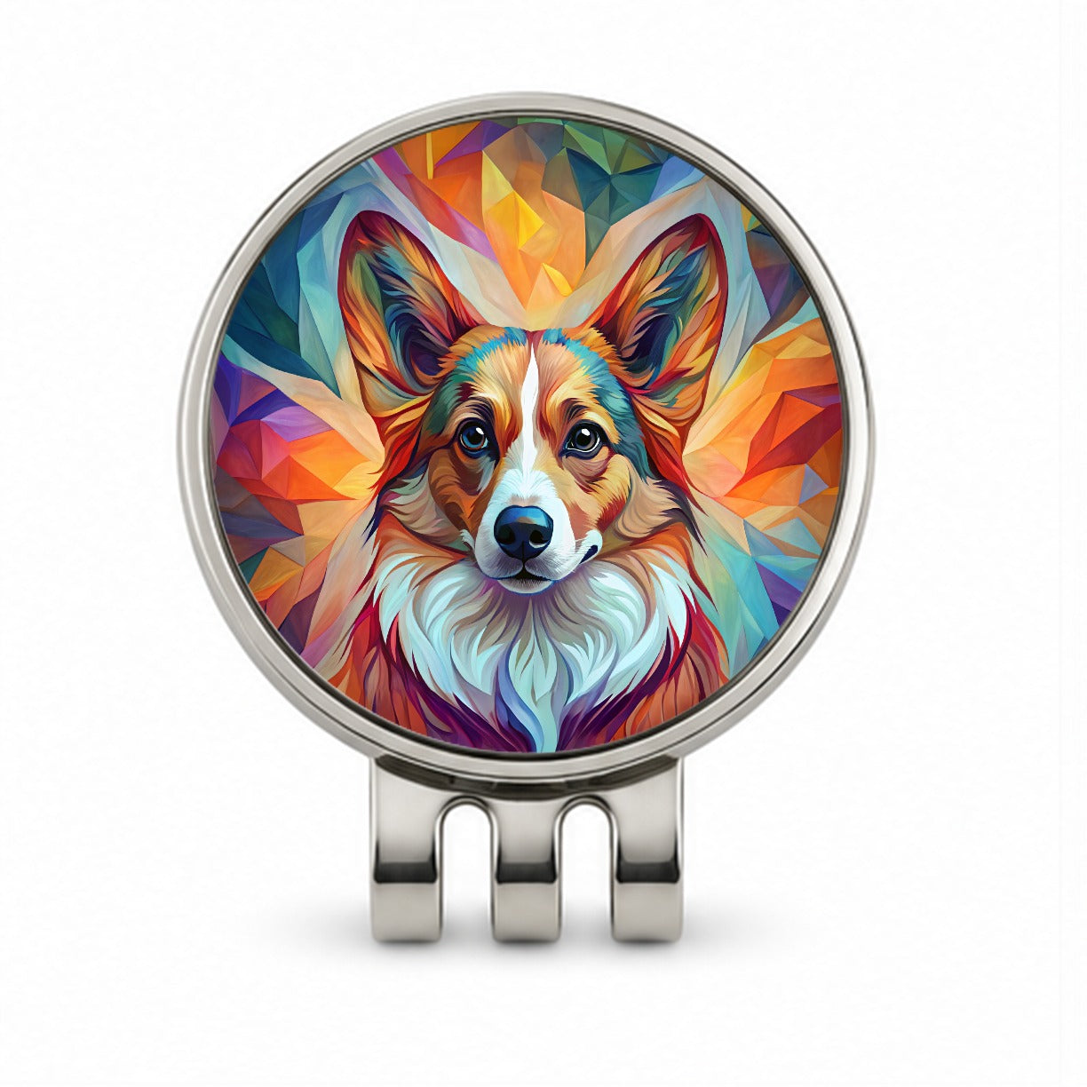 Cardigan Welsh Corgi Dog Abstract Stylized Art Golf Hat Clip with Ball Marker