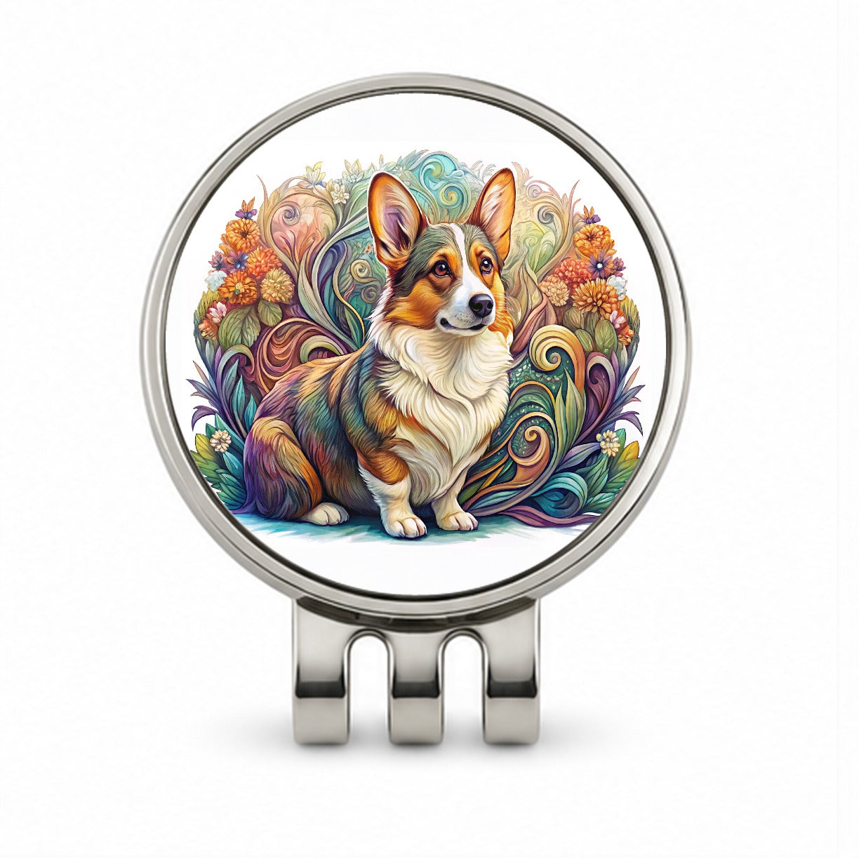 Cardigan Welsh Corgi Dog Art Nouveau Golf Hat Clip with Ball Marker