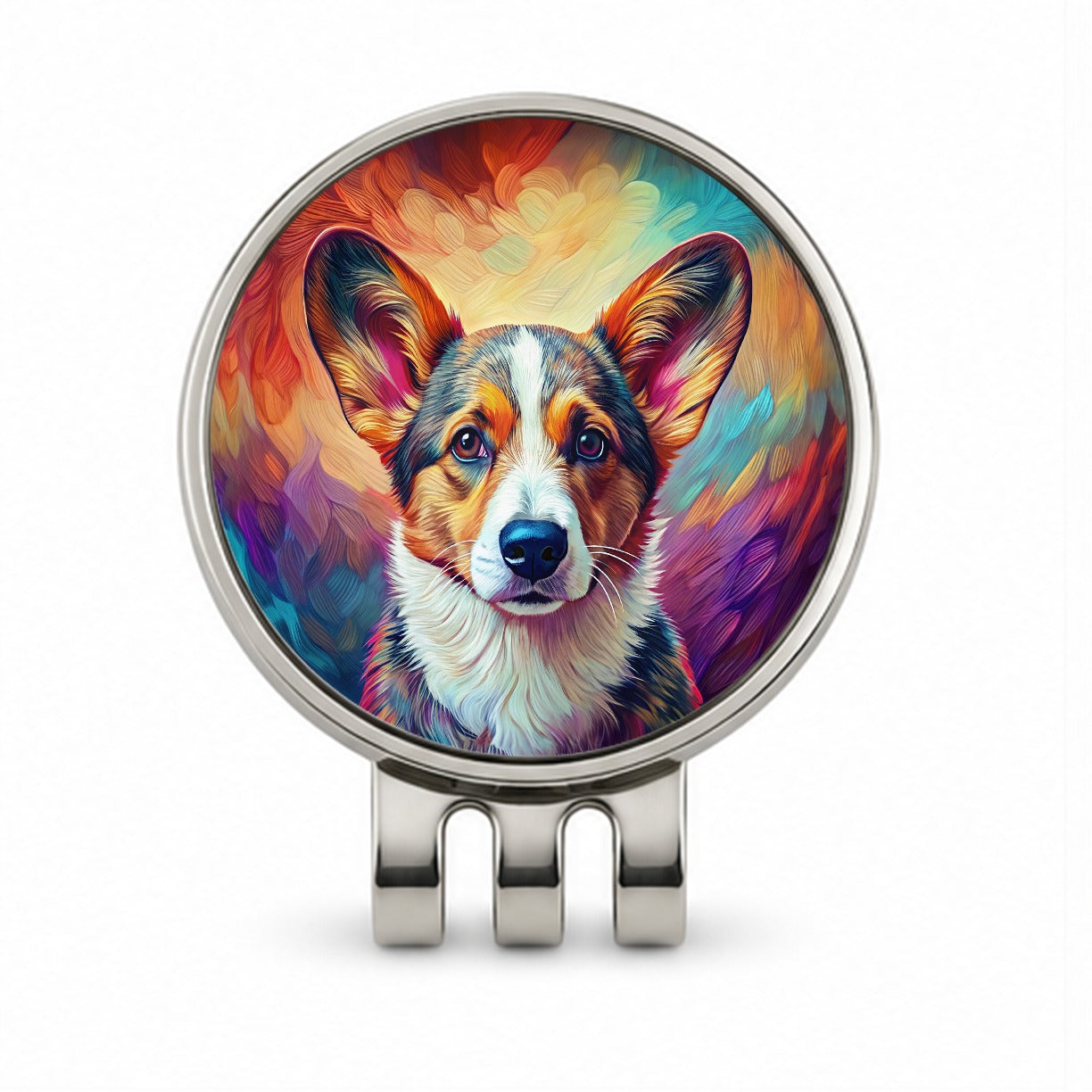 Cardigan Welsh Corgi Dog Pop Art Golf Hat Clip with Ball Marker