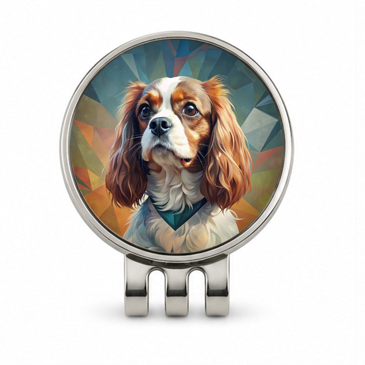 Cavalier King Charles Spaniel Dog Contemporary Art Golf Hat Clip with Ball Marker
