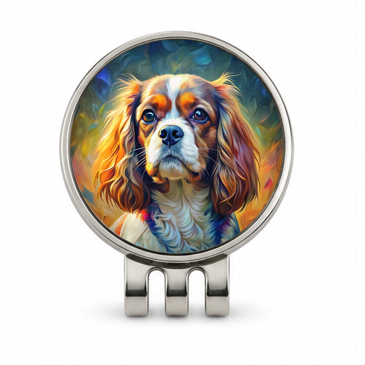 Cavalier King Charles Spaniel Dog Expressionism Art Golf Hat Clip with Ball Marker