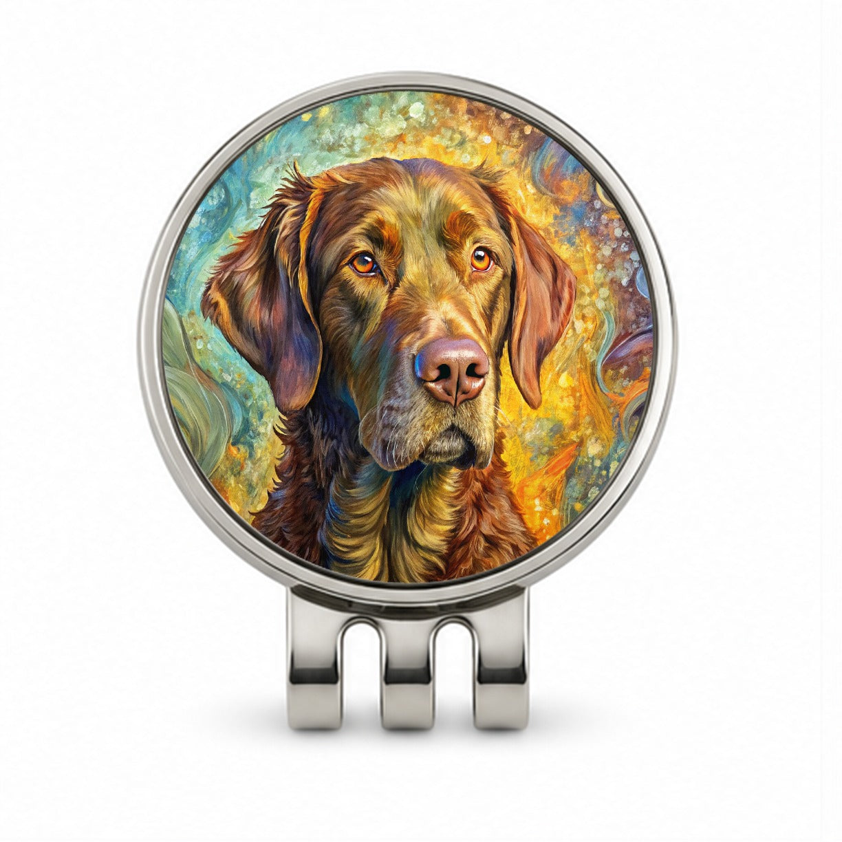 Chesapeake Bay Retriever Dog Abstract Art Golf Hat Clip with Ball Marker