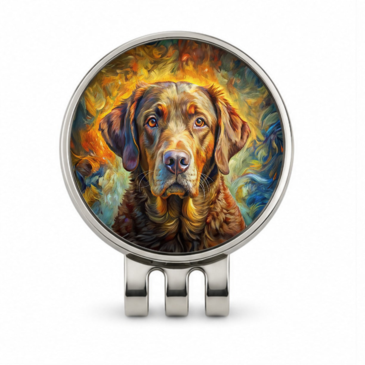 Chesapeake Bay Retriever Dog Expressionism Art Golf Hat Clip with Ball Marker