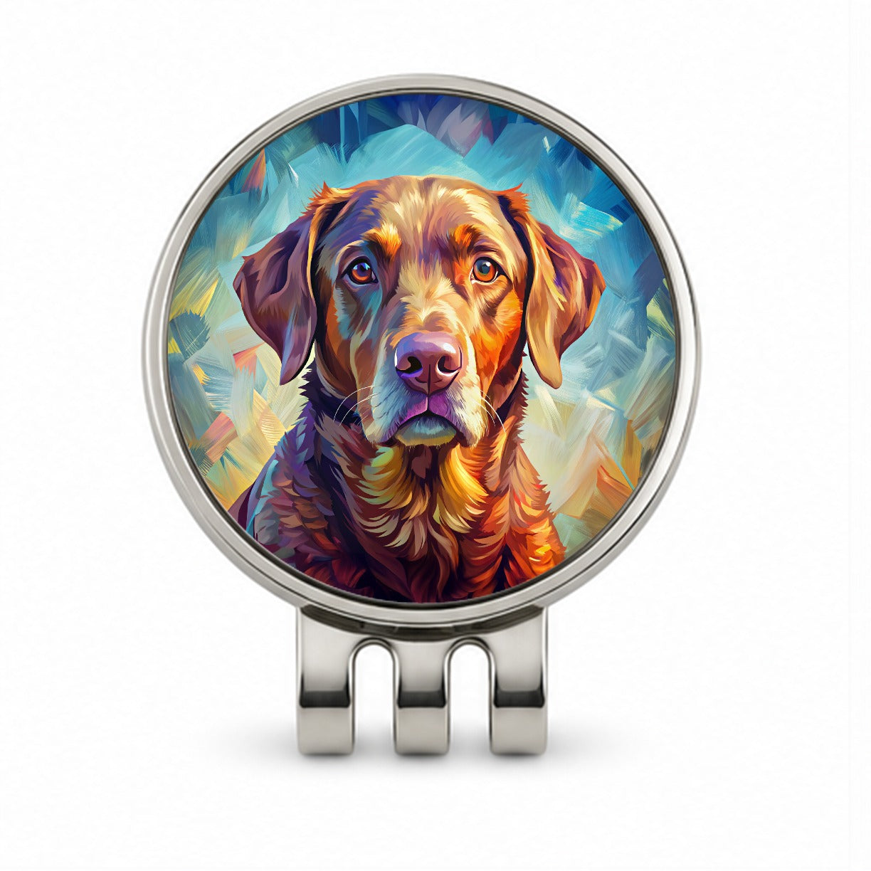 Chesapeake Bay Retriever Dog Pop Art Golf Hat Clip with Ball Marker