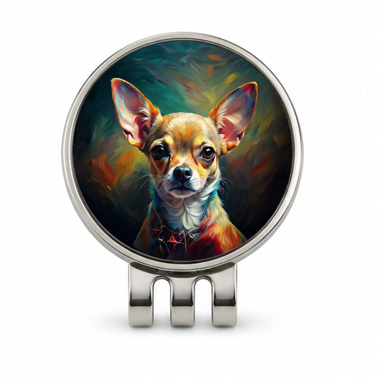 Chihuahua Dog Expressionism Art Golf Hat Clip with Ball Marker