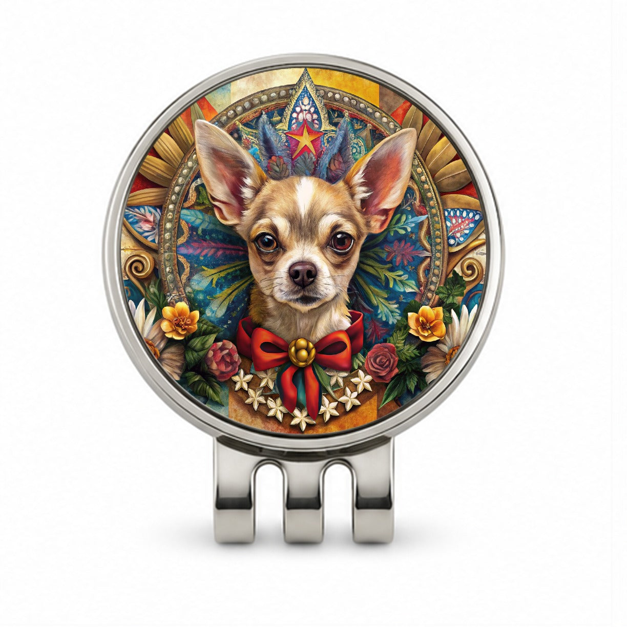 Chihuahua Dog French Bohemian Art Golf Hat Clip with Ball Marker
