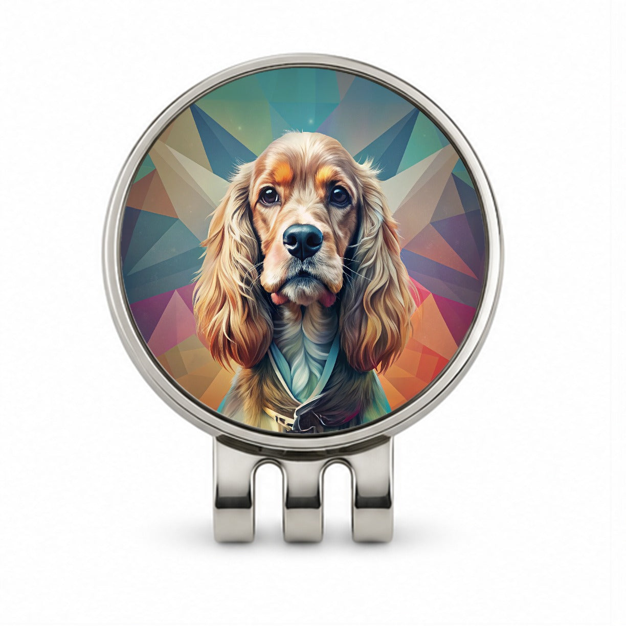 Cocker Spaniel Dog Contemporary Art Golf Hat Clip with Ball Marker