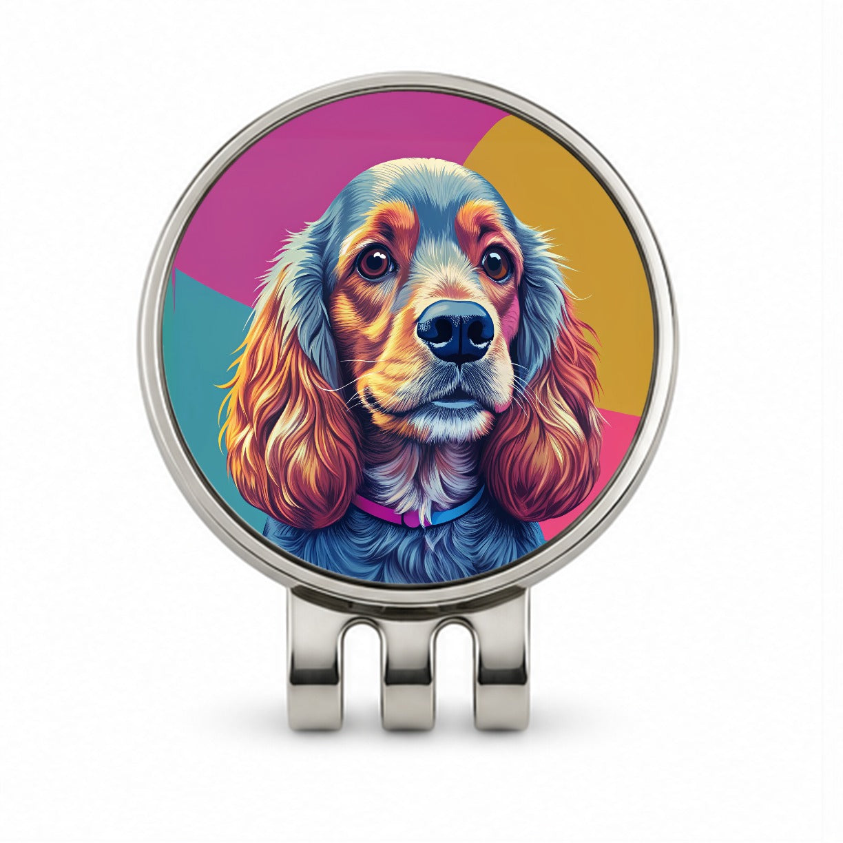 Cocker Spaniel Dog Pop Art Golf Hat Clip with Ball Marker