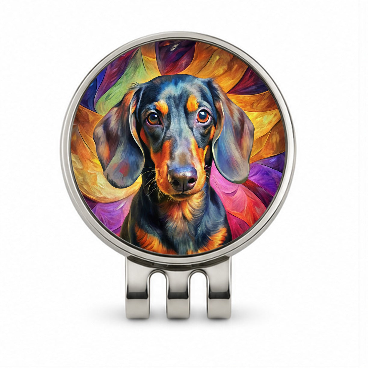 Dachshund Dog Expressionism Art Golf Hat Clip with Ball Marker