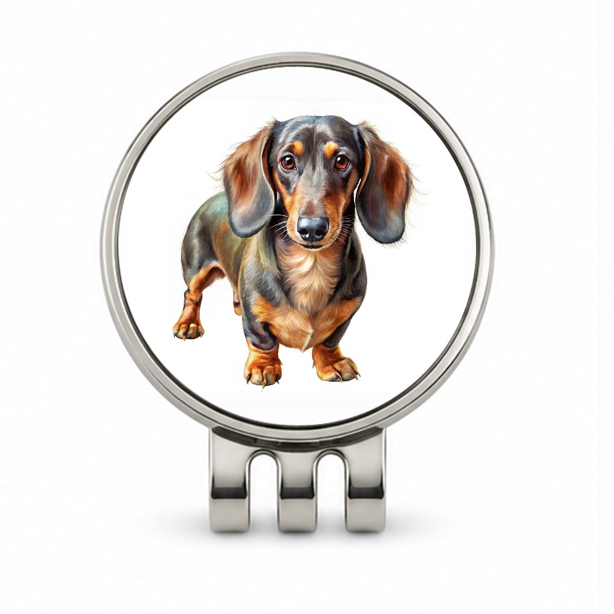 Dachshund Dog Illustration Golf Hat Clip with Ball Marker
