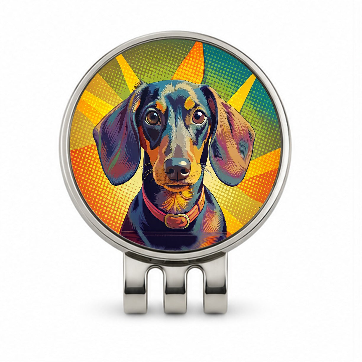 Dachshund Dog Pop Art Golf Hat Clip with Ball Marker